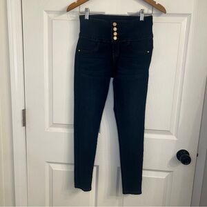Bella D. High Rise Navy Jeans with Gold Accents
